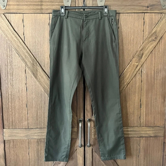 Lululemon Slim Fit Dark Olive Chino Pants Size 32 EUC - Picture 1 of 6
